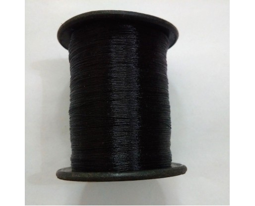 BLACK - Spool of Shiny Metallic Thread Yarn - For Crochet Sewing Embroidery Handwork Artwork Jewelry